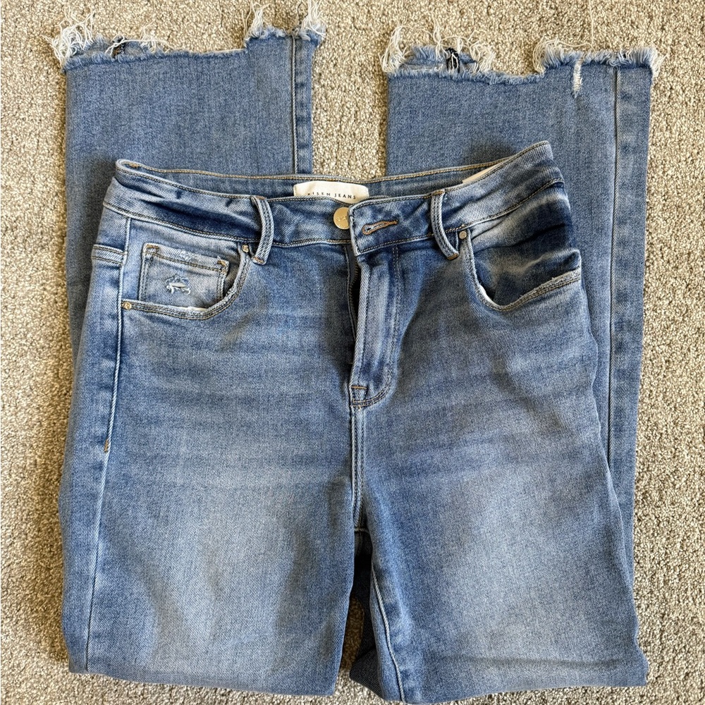 Risen Jeans from Wild Oak Boutique:Light Wash Women’s Straight-Leg Jeans - Blue